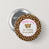 Leopard Print Pink Quatrefolie 'Danke' Button (Vorne & Hinten)