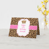 Leopard Print Pink Quatrefolie Karte (Gelbe Blume)