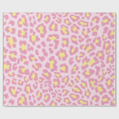 Leopard Print Pink und Gelb Geschenkpapier (Flach)