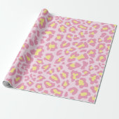Leopard Print Pink und Gelb Geschenkpapier (Ungerollt)