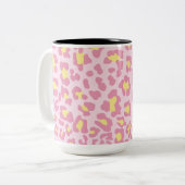 Leopard Print Pink und Gelb Zweifarbige Tasse (Vorderseite Links)