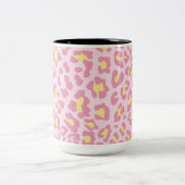 Leopard Print Pink und Gelb Zweifarbige Tasse (Mittel)
