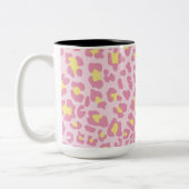 Leopard Print Pink und Gelb Zweifarbige Tasse (Links)