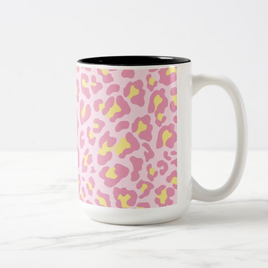 Leopard Print Pink und Gelb Zweifarbige Tasse (Rechts)