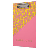 Leopard Print Pink Yellow Gold Business Elegante Klemmbrett (Links)