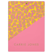 Leopard Print Pink Yellow Gold Business Elegante Klemmbrett (Rückseite)