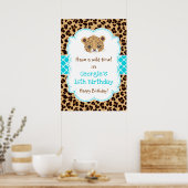 Leopard Print Quatfolie Birthday Poster Blue (Küche)