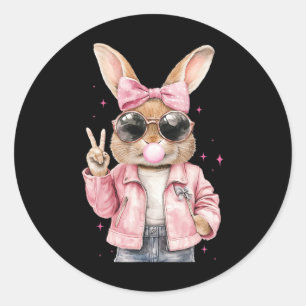 Leopard Print Rabbit Bunny Blasblase Gum East Runder Aufkleber