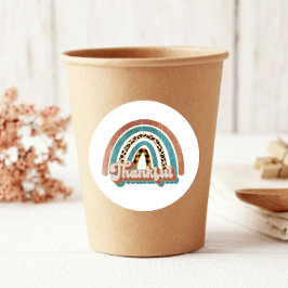 Leopard Print Rainbow Dankbarer Erntedank Runder Aufkleber