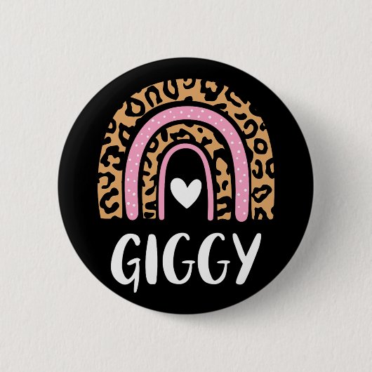 Leopard Print Rainbow Niedlich Mütter Day Funny Gi Button (Vorderseite)