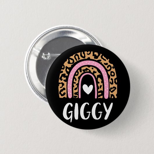 Leopard Print Rainbow Niedlich Mütter Day Funny Gi Button (Vorne & Hinten)