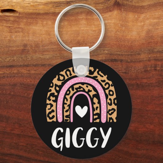 Leopard Print Rainbow Niedlich Mütter Day Funny Gi Schlüsselanhänger (Vorderseite)