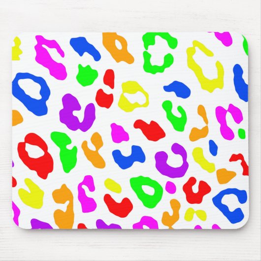 Leopard Print Rainbow White Mousepad (Vorne)