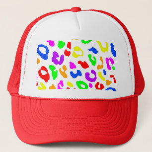 Leopard Print Rainbow White Truckerkappe
