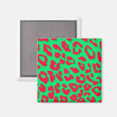 Leopard Print Red Green Magnet (Vorderseite/Rückseite)