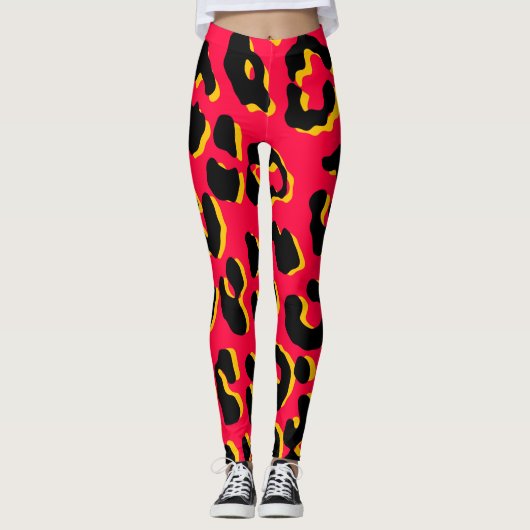 Leopard Print Red Leggings (Vorderseite)