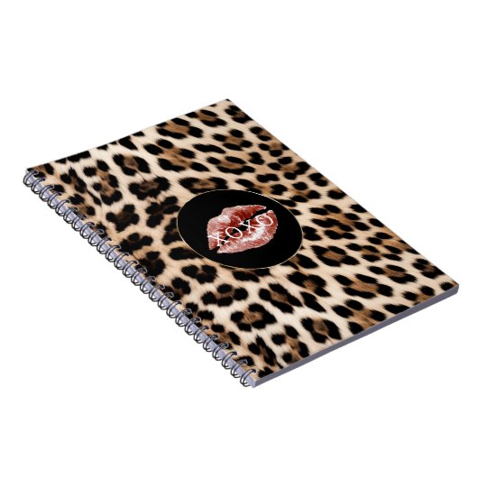 Leopard Print Red Lips XOXO Notizblock (Rechte Seite)