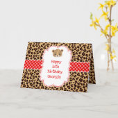 Leopard Print Red Quarter Birthday Karte (Gelbe Blume)