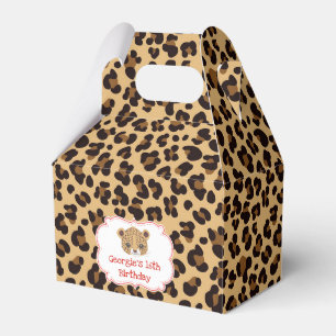 Leopard Print Red Quarter Birthday Party Geschenkschachtel
