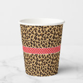 Leopard Print Red Quarter Birthday Party Pappbecher (Rückseite)