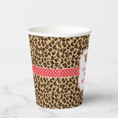 Leopard Print Red Quarter Birthday Party Pappbecher (Rechts)