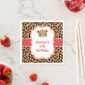 Leopard Print Red Quarter Birthday Party Serviette (Beispiel)