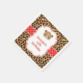 Leopard Print Red Quarter Birthday Party Serviette (Ecke)