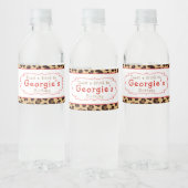 Leopard Print Red Quarter Birthday Party Wasserflaschenetikett (Flaschen)