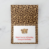 Leopard Print Red Quatrefoil Geburtstag 'Danke' Dankeskarte (Innenseite)
