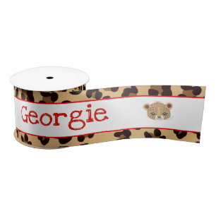 Leopard Print Red Quatrefoil Geschenk Satinband