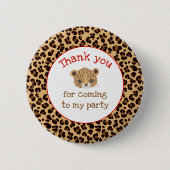 Leopard Print Red Quatrefolie 'Danke' Button (Vorderseite)