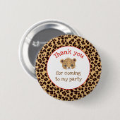 Leopard Print Red Quatrefolie 'Danke' Button (Vorne & Hinten)