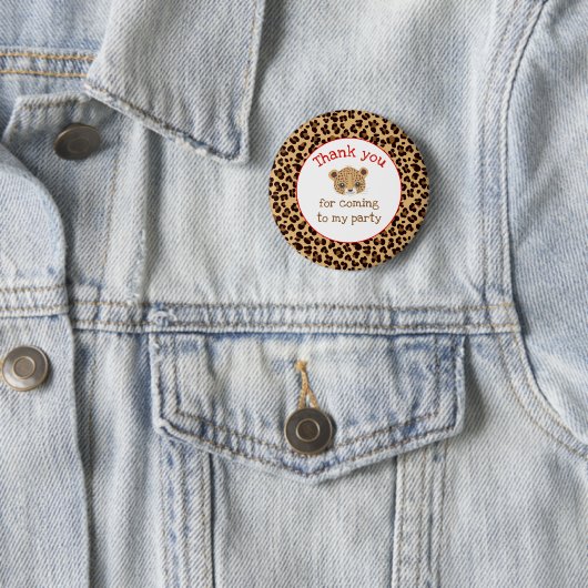 Leopard Print Red Quatrefolie 'Danke' Button (Beispiel)