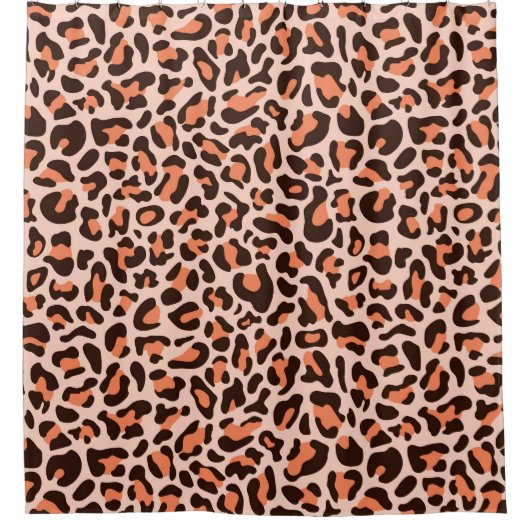 Leopard Print Retro Pink Peach Bath Duschvorhang (Vorderseite)