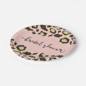 Leopard Print | Rosa | Brautparty Pappteller (Schrägansicht)