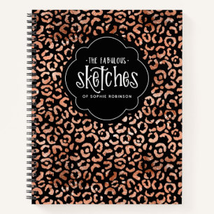 Leopard Print Rose Gold Foil Sketchbook Notebook Notizblock