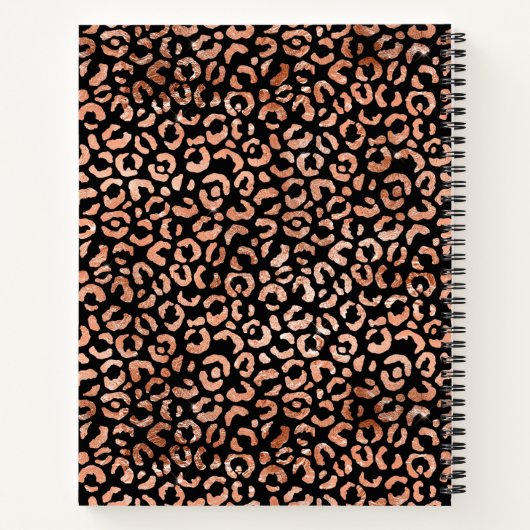 Leopard Print Rose Gold Foil Sketchbook Notebook Notizblock (Rückseite)