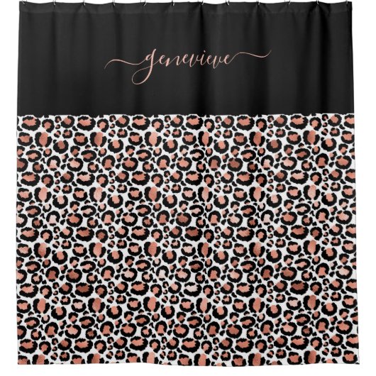 Leopard Print Rose Gold Girly Duschvorhang (Vorderseite)