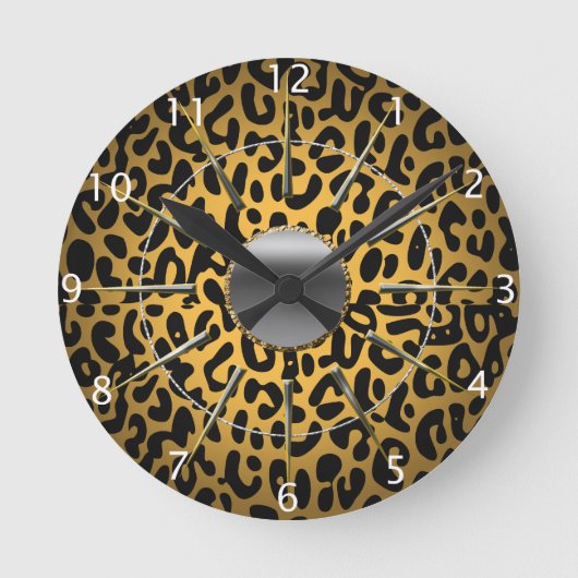 Leopard Print Runde Wanduhr (Vorderseite)