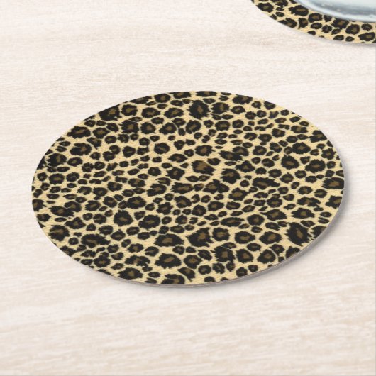 Leopard Print Runder Pappuntersetzer (Angewinkelt)