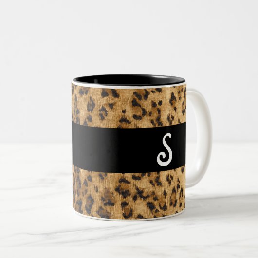 Leopard Print S Monogramm Initialen Coffee Tasse C (VorderseiteRechts)