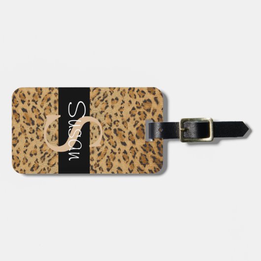 Leopard Print S Monogramm Initialen Gepäckanhänger (Vorderseite horizontal)