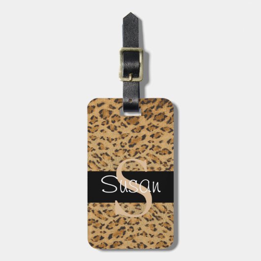 Leopard Print S Monogramm Initialen Gepäckanhänger (Vorderseite vertikal)