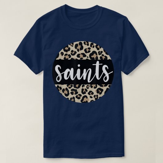 Leopard Print Saints Team Mascot School Spirit Gam T-Shirt (Design vorne)