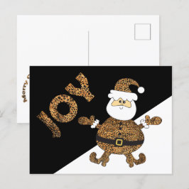 Leopard Print Santa Joy Postkarte