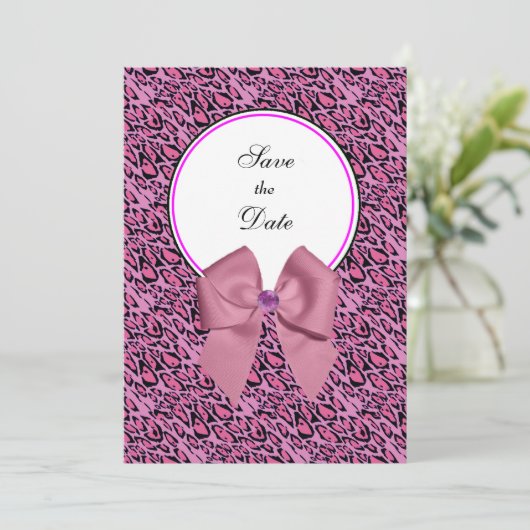 Leopard Print Save the Date (Stehend Vorderseite)