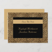 Leopard Print Save the Date Ankündigungspostkarte (Vorne/Hinten)