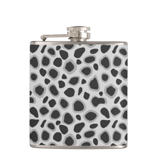 Leopard Print - Schatten von Grau Flachmann (Vorderseite)