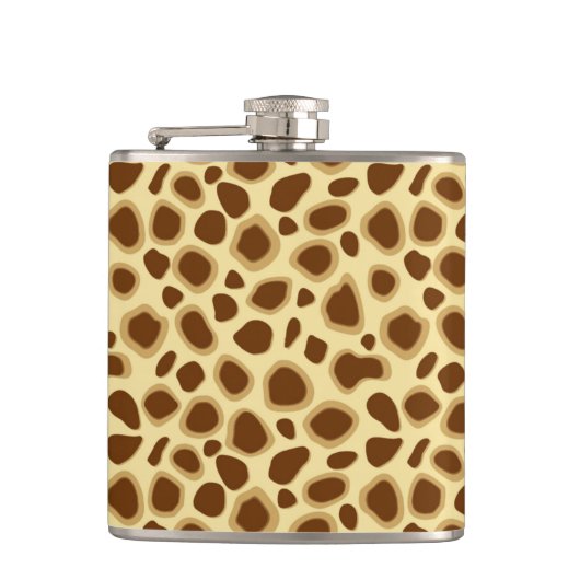 Leopard Print - Schokolade Brown und Camel Tan Flachmann (Vorderseite)