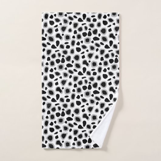 Leopard Print, Schwarz und Weiß Badhandtuch Set (Handtuch)